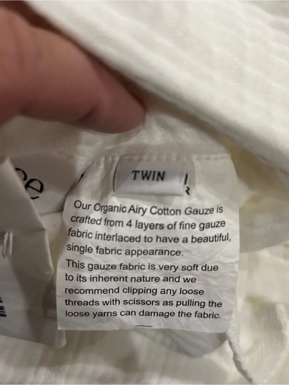 Quince Airy Gauze Organic Cotton Twin White Duvet Cover Set